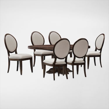 Asheville Round Extendable Dining Table with 6 Oval-Back Side Chairs