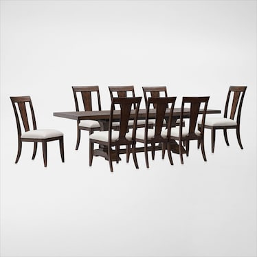 Asheville Rectangle Extendable Dining Table with 8 Splat-Back Side Chairs