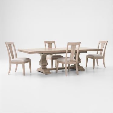 Asheville Rectangle Extendable Dining Table with 4 Splat-Back Side Chairs