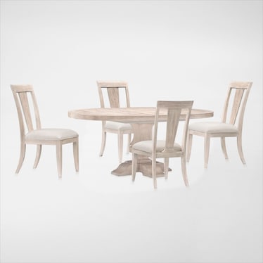 Asheville Round Extendable Dining Table with 4 Splat-Back Side Chairs