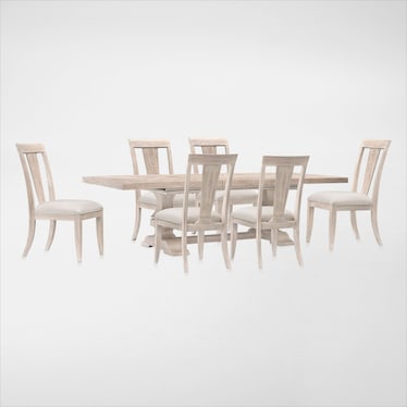 Asheville Rectangle Extendable Dining Table with 6 Splat-Back Side Chairs