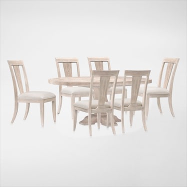Asheville Round Extendable Dining Table with 6 Splat-Back Side Chairs