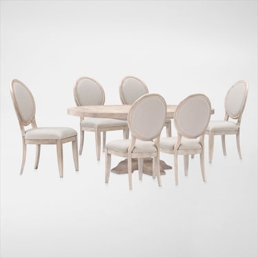 Asheville Round Extendable Dining Table with 6 Oval-Back Side Chairs
