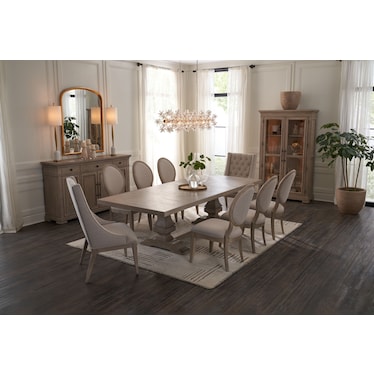 Asheville Rectangle Extendable Dining Table with 6 Oval-Back Side Chairs and 2 Host Chairs