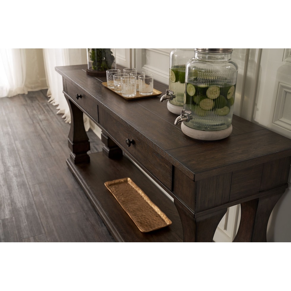 asheville tables dark brown sofa table   