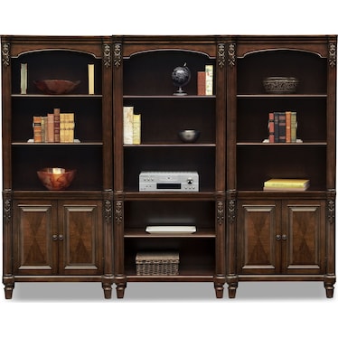 Ashland Wall Bookcase with 2 Cabinets
