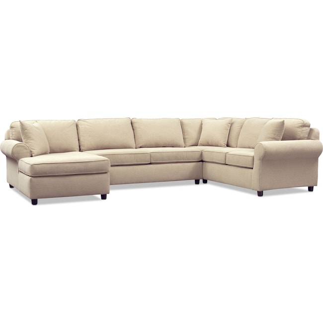 Living Room Furniture - Ashton 3-Piece Sectional with Chaise