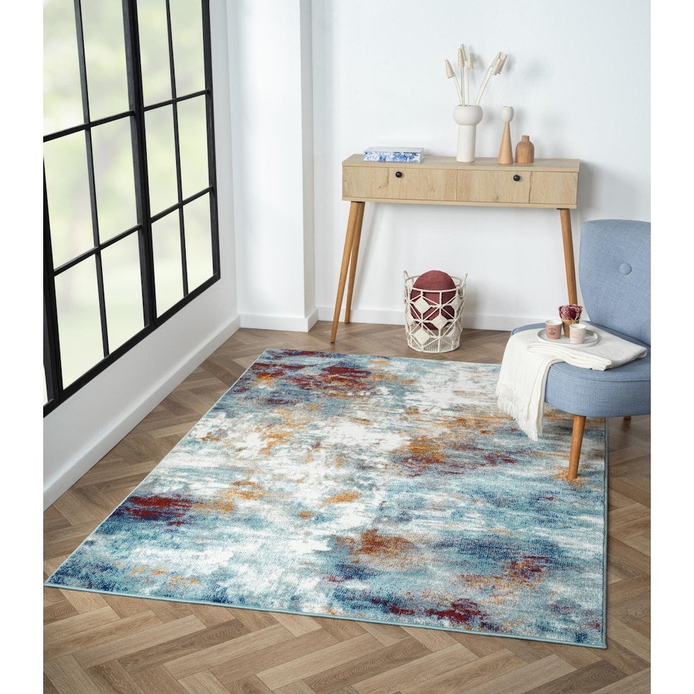 atarah blue orange area rug  x    