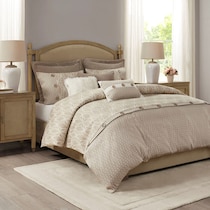 aubrey light brown queen bedding set   