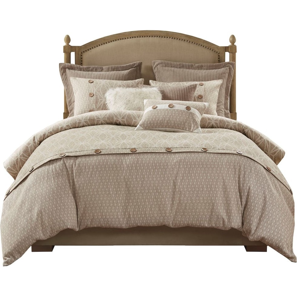 aubrey light brown queen bedding set   