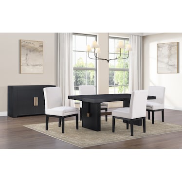 Auburn Dining Table and 4 Host Chairs - Black