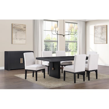 Auburn Dining Table and 6 Host Chairs - Black