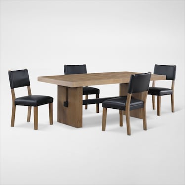 Auburn Dining Table and 4 Upholstered Dining Chairs