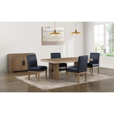 Auburn Dining Table and 4 Host Chairs - Black/Natural Legs