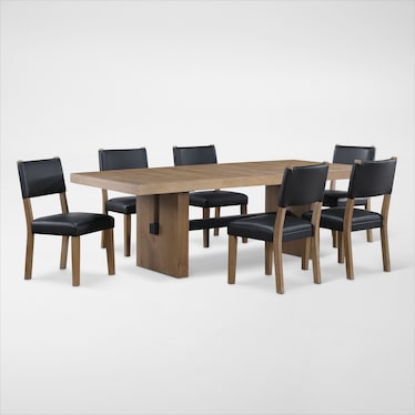 Auburn Dining Table and 6 Upholstered Dining Chairs