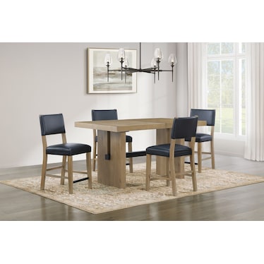 Auburn Counter-Height Upholstered Stool - Black/Natural Legs