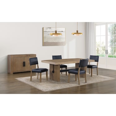 Auburn Upholstered Dining Chair - Black/Natural Legs