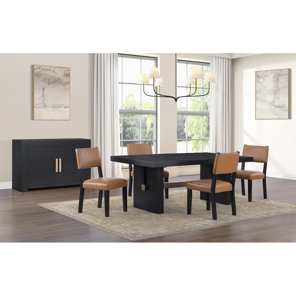 auburn dining light brown black legs  pc dining room   