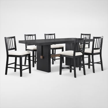 Auburn Counter-Height Dining Table and 6 Spindle-Back Stools