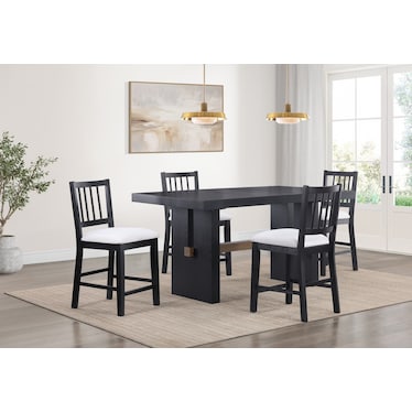 Auburn Counter-Height Spindle-Back Stool - White/Black Legs