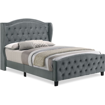 Audrey Full Upholstered Bed - Gray Velvet