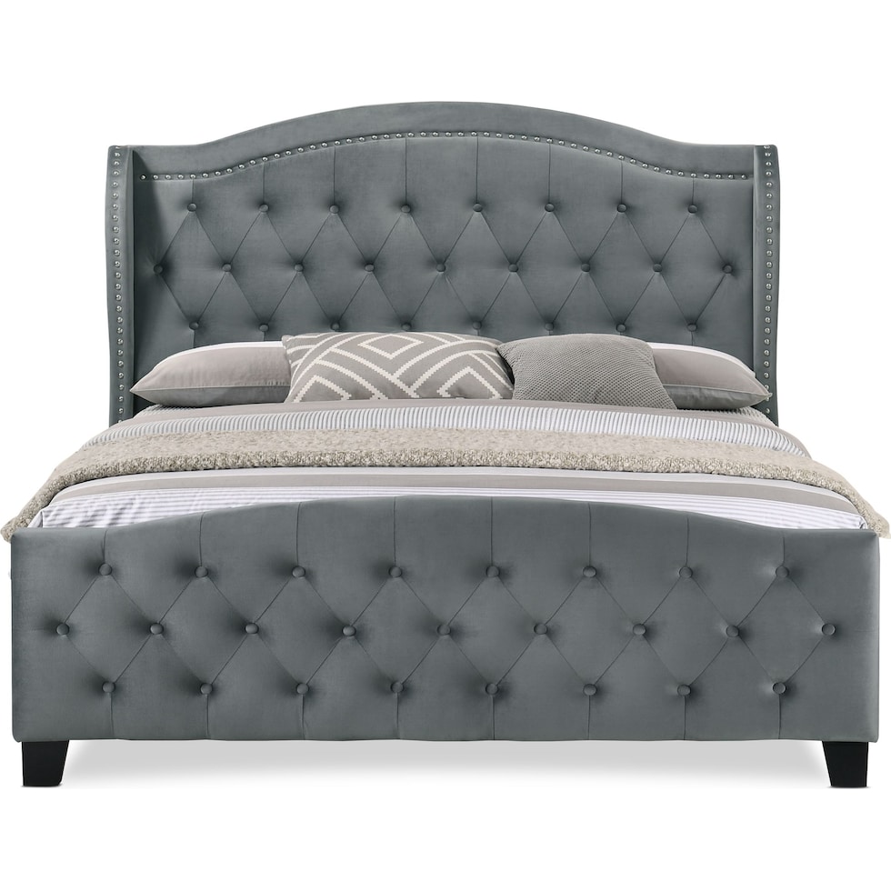 audrey gray full upholstered bed   