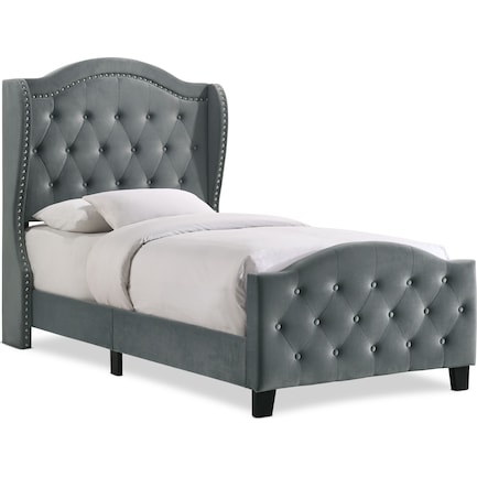 Audrey Twin Upholstered Bed - Gray Velvet