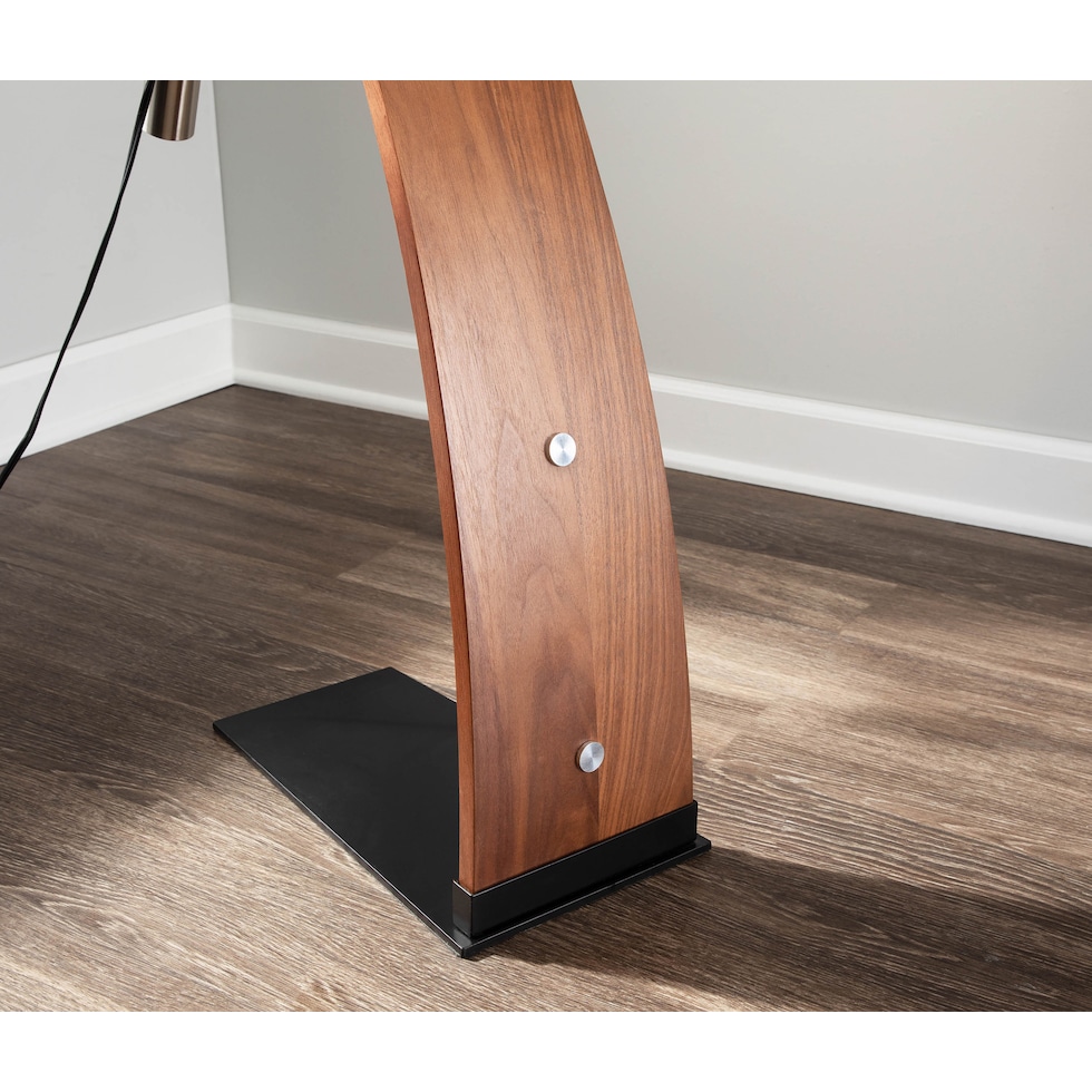 augie walnut black floor lamp   