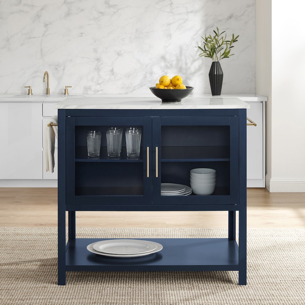 aura navy white kitchen island   