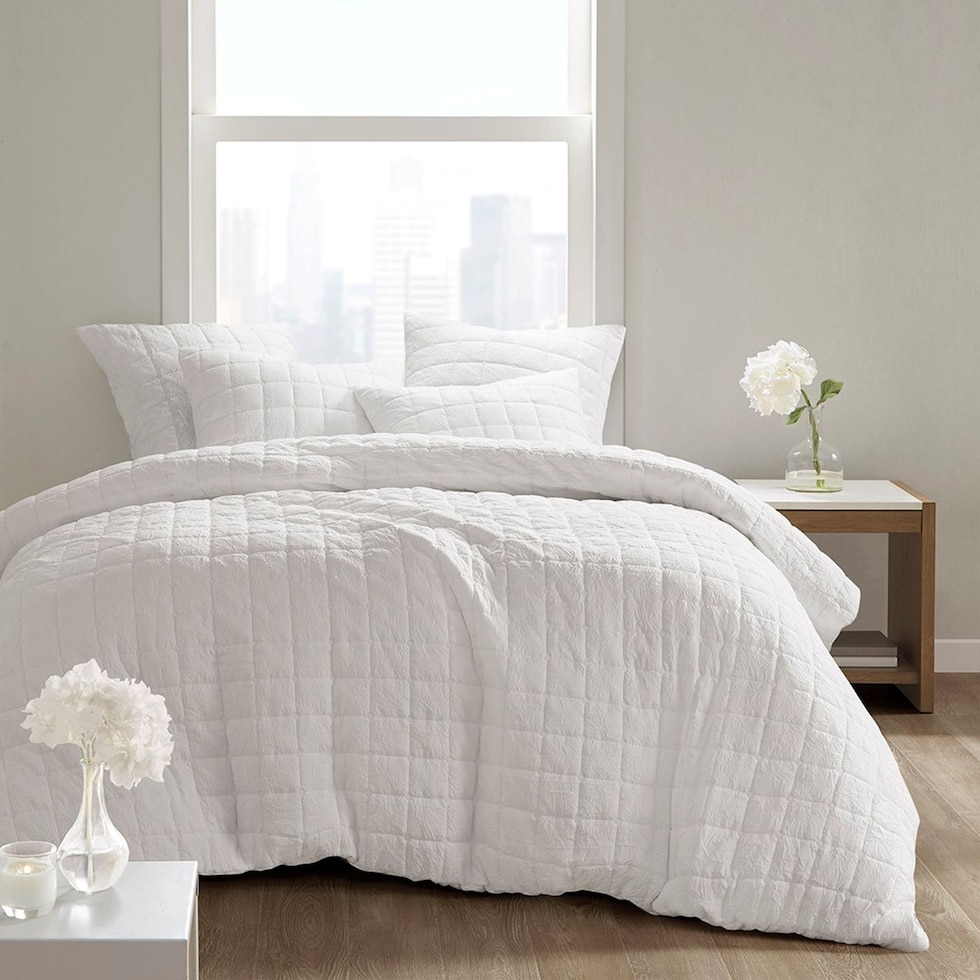 aurora white full queen bedding set   
