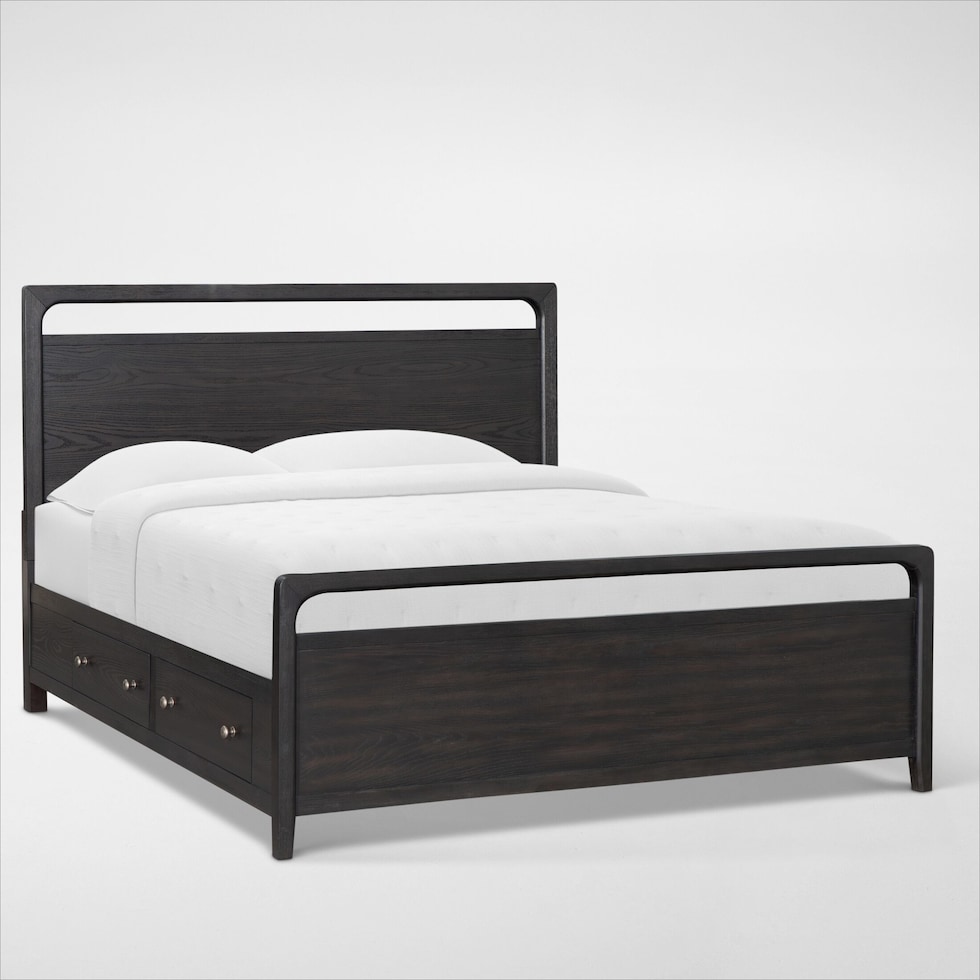 austin bedroom dark brown queen bed   