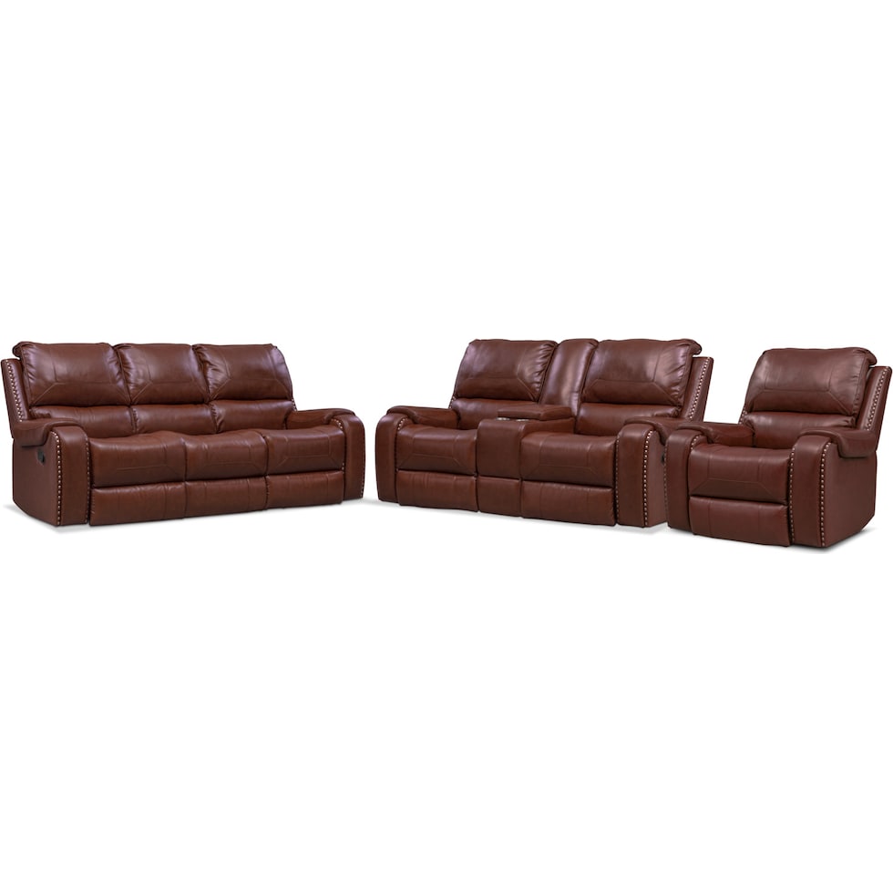 austin dark brown  pc manual reclining living room   
