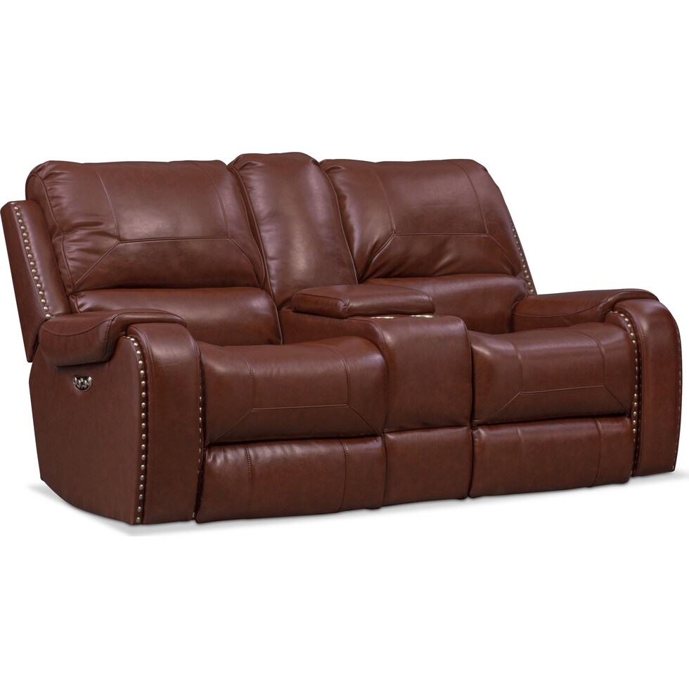 austin dark brown power reclining loveseat   
