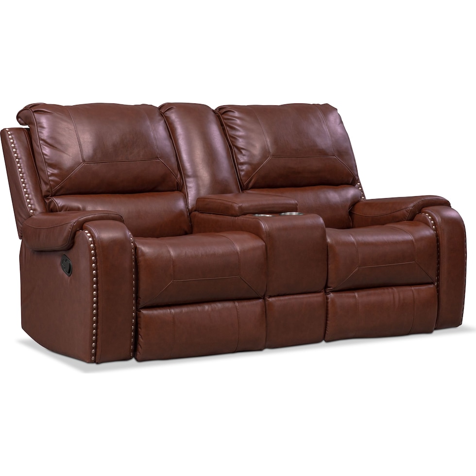 austin dark brown reclining loveseat   