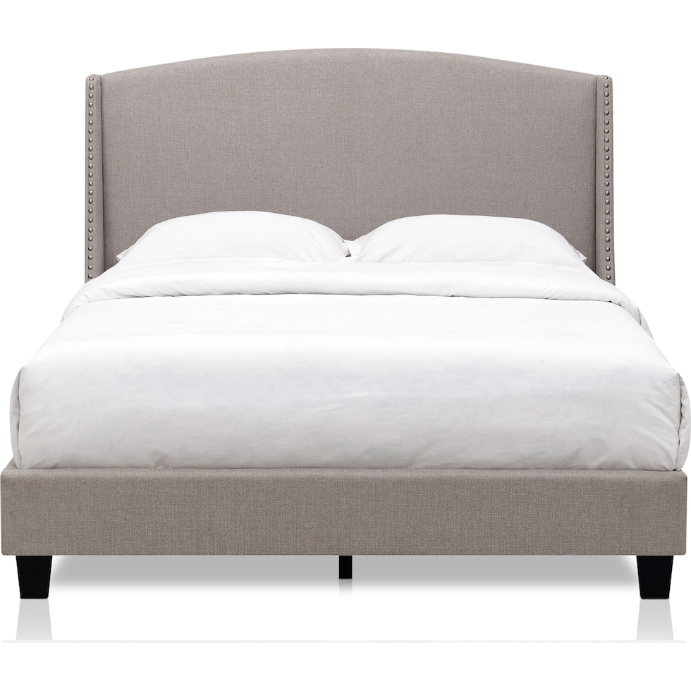 autumn gray queen upholstered bed   