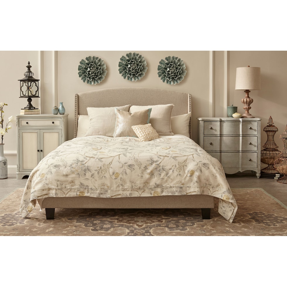 autumn neutral queen bed   