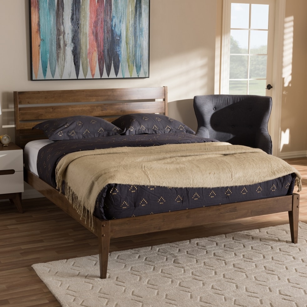 averie dark brown queen bed   