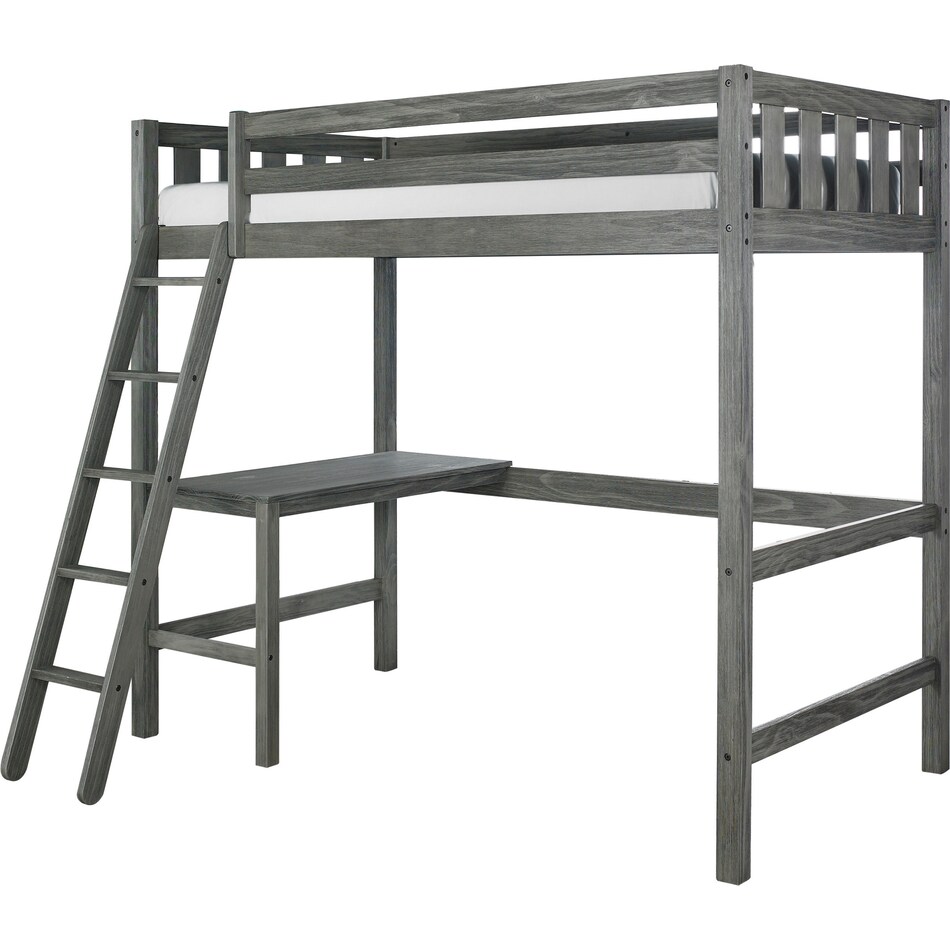 averill gray twin loft bed with desk   