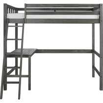 averill gray twin loft bed with desk   