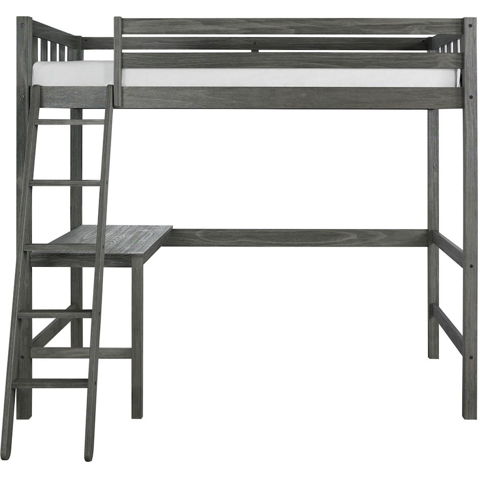 averill gray twin loft bed with desk   