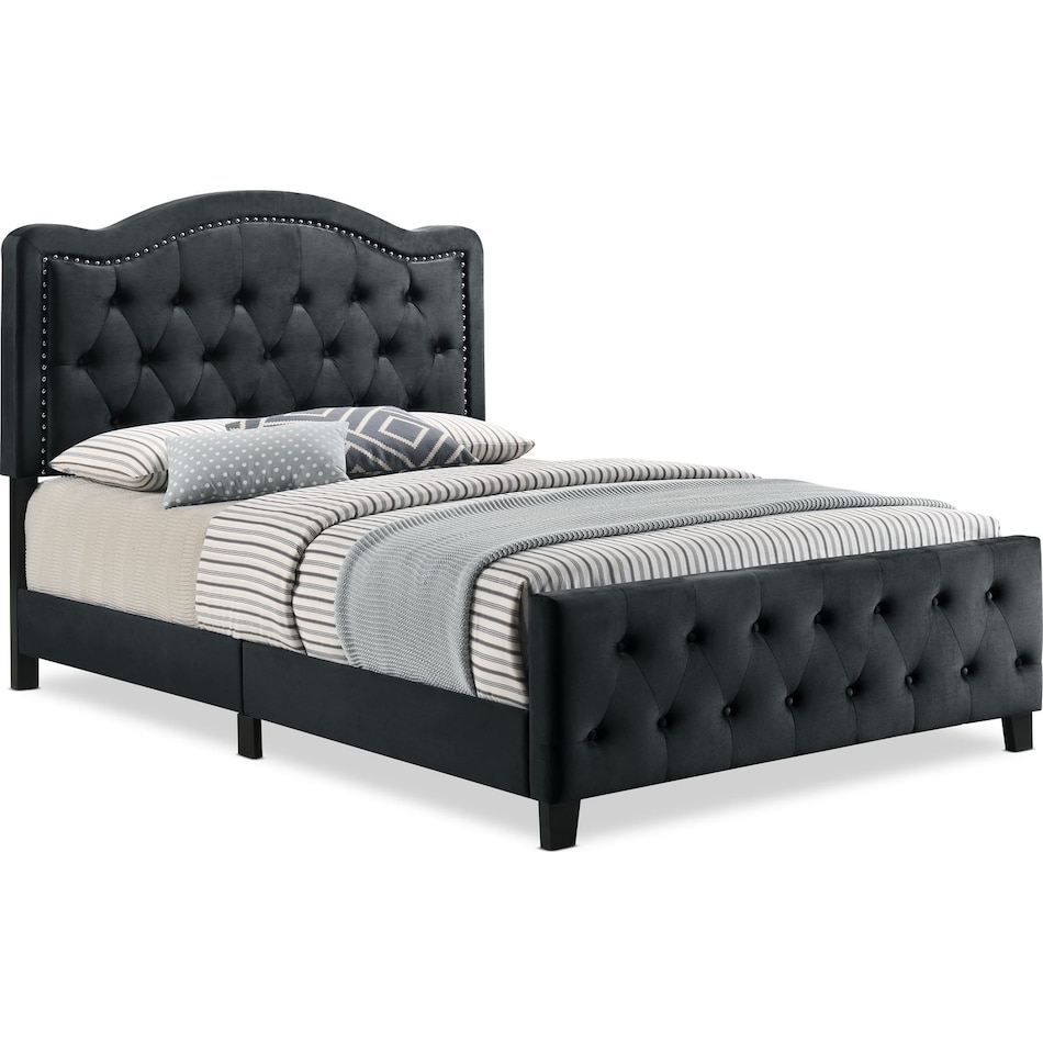 Avery Queen Upholstered Bed - Black Velvet | American Signature Furniture