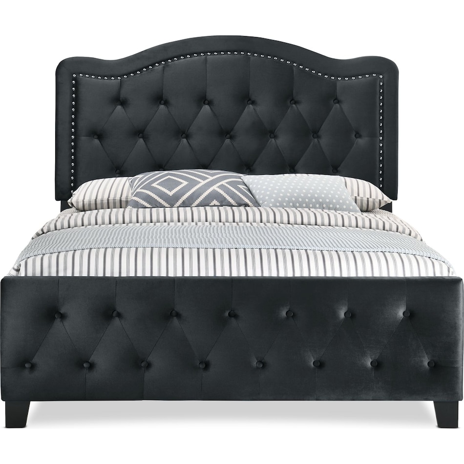 Avery Queen Upholstered Bed - Black Velvet | American Signature Furniture