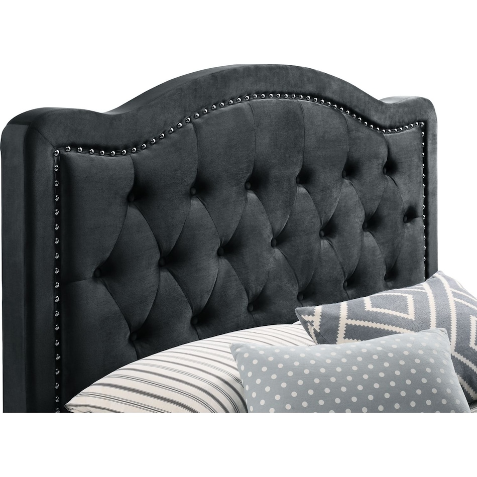 Avery Queen Upholstered Bed - Black Velvet | American Signature Furniture