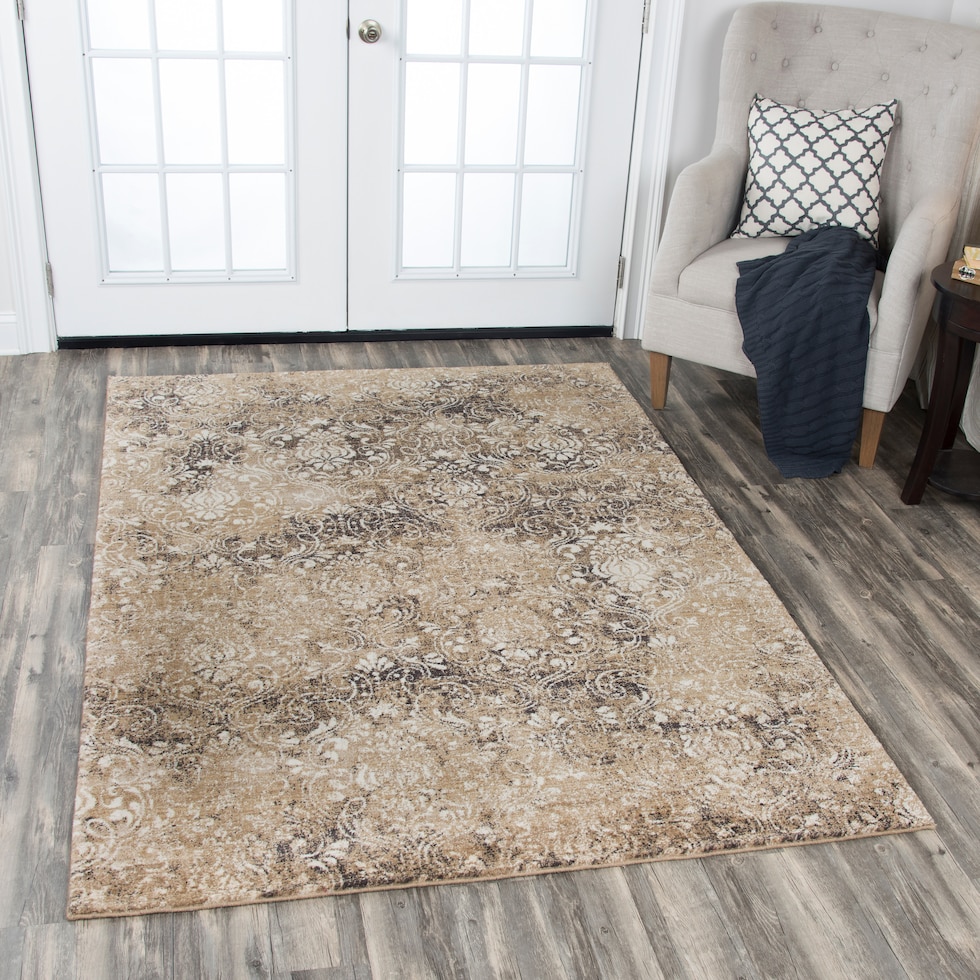 avielle light brown area rug  x    