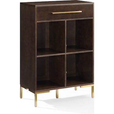 Avni Record Storage Bookcase - Dark Brown