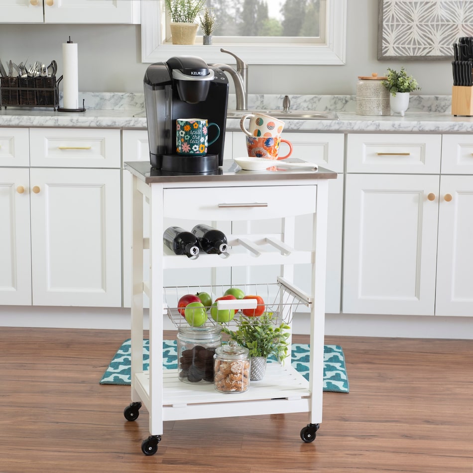 avon white kitchen cart   