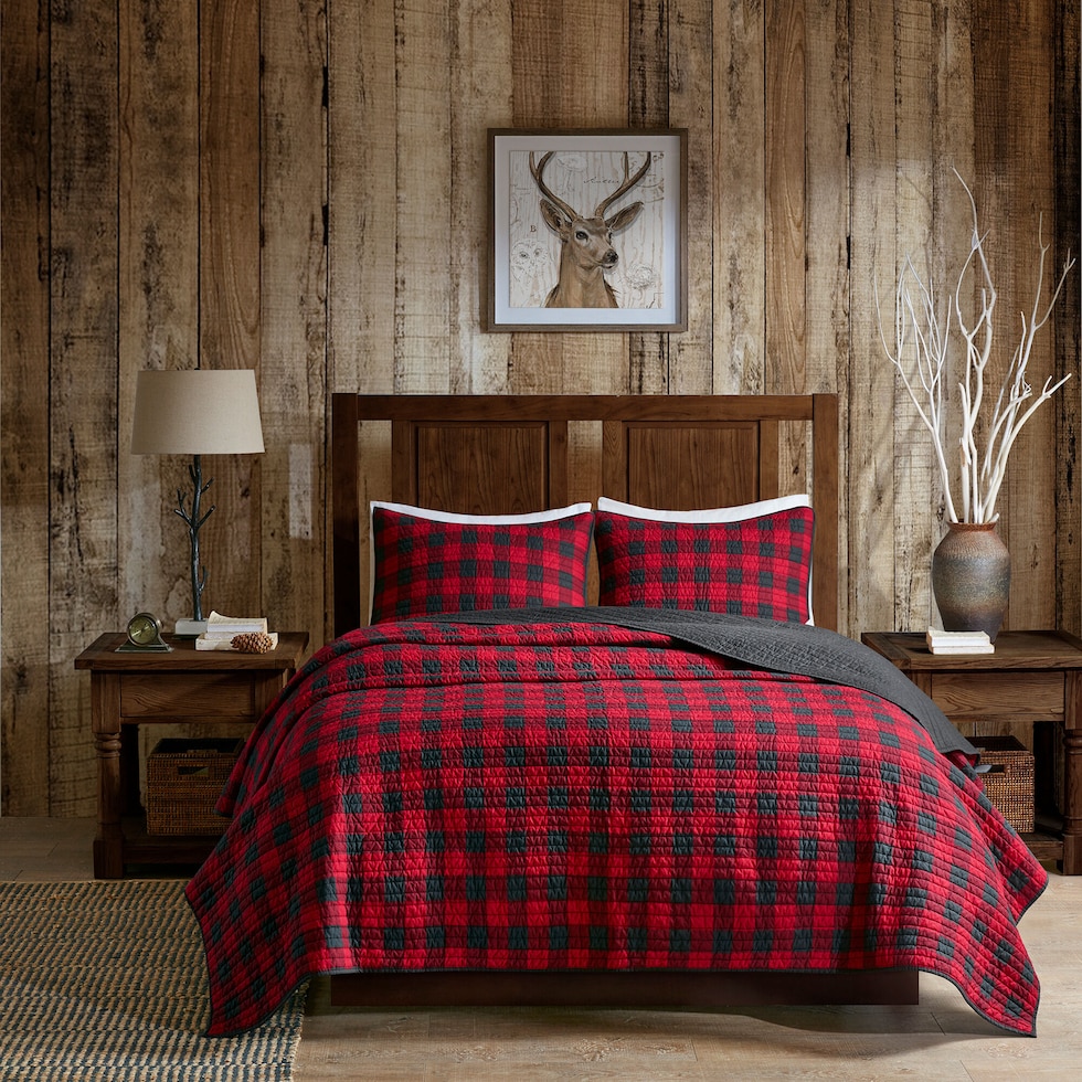 bambi red full queen bedding set   