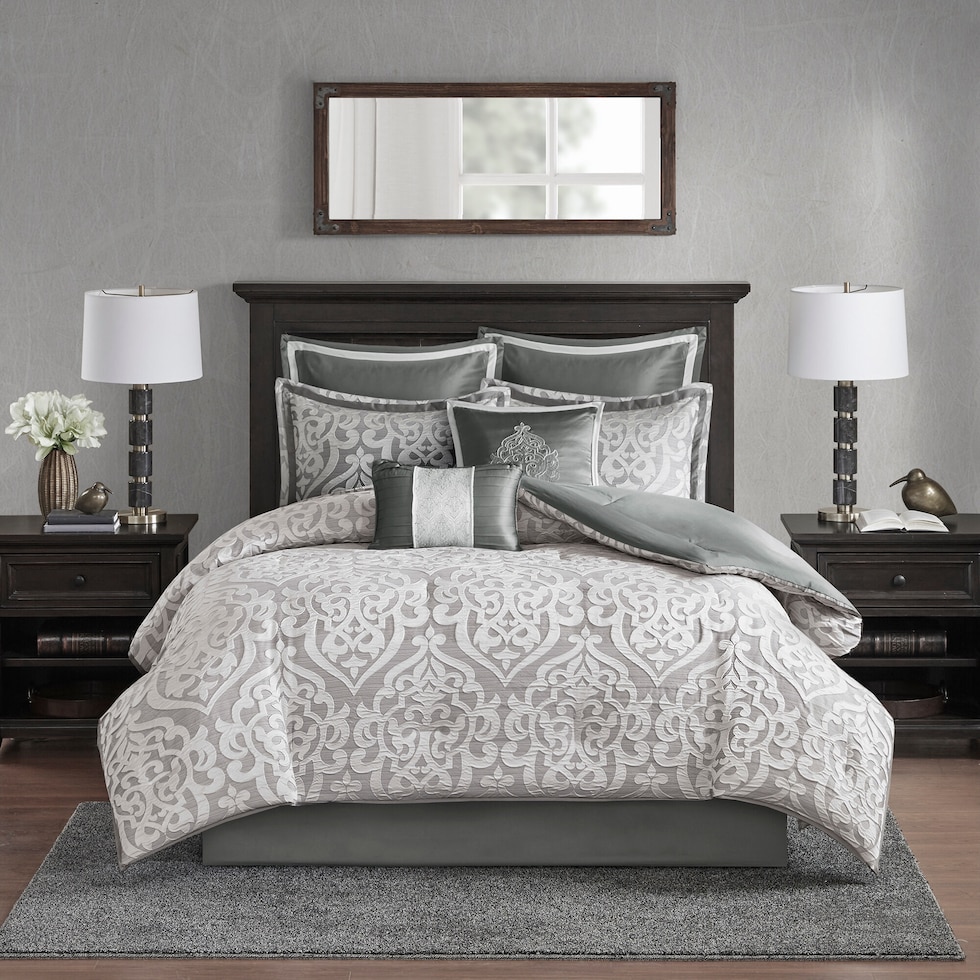 barker gray king bedding set   