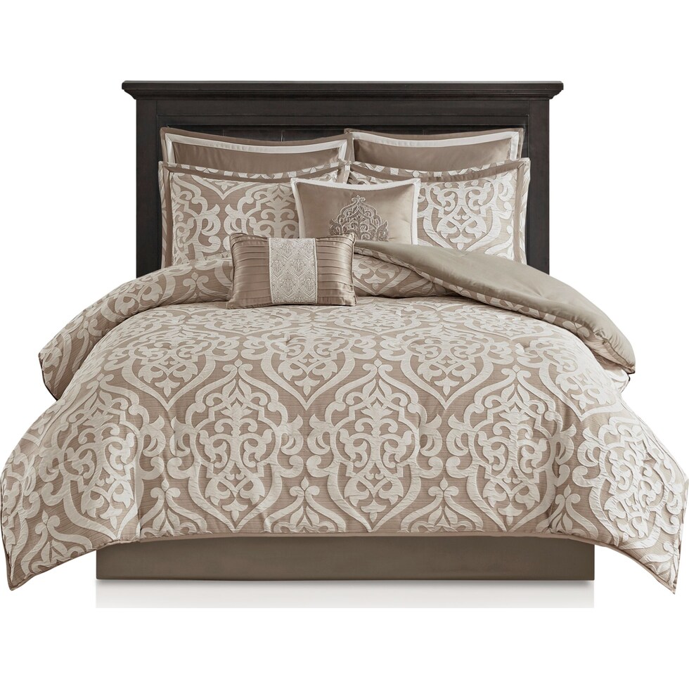 barker light brown california king bedding set   