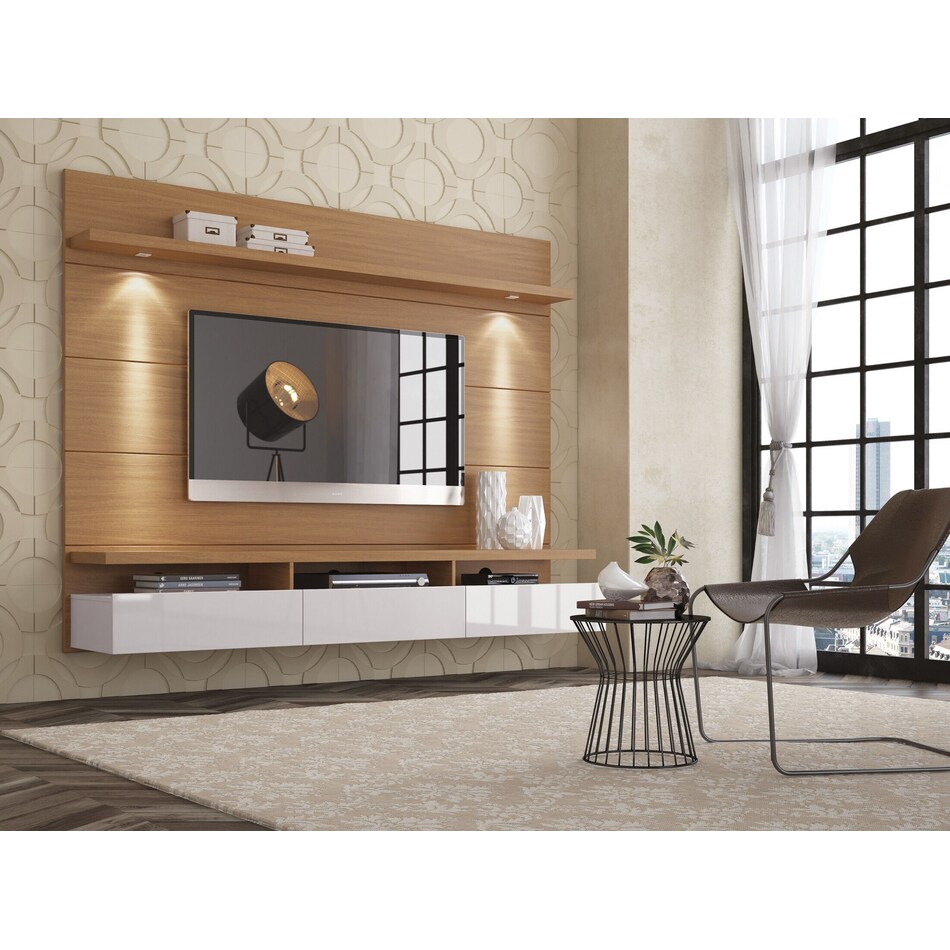 barlow off white maple entertainment wall unit   